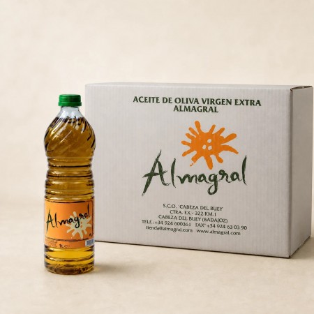 AOVE Almagral 1L · Caja de 15 botellas de aceite virgen extra