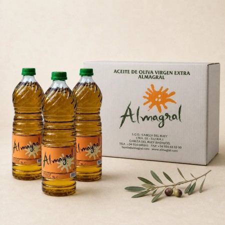 AOVE Almagral 1L · Caja de 15 botellas de aceite virgen extra